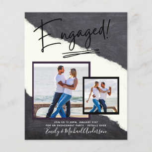 Prospectus 11,4 Cm X 14,2 Cm SCRIPT FIANÇAILLES DE PHOTO BUDGET Faire-part Invi