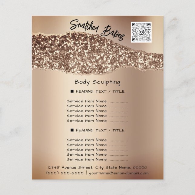 Prospectus 11,4 Cm X 14,2 Cm Sculpture corporelle Beauté Salon de cheveux QR LO (Devant)