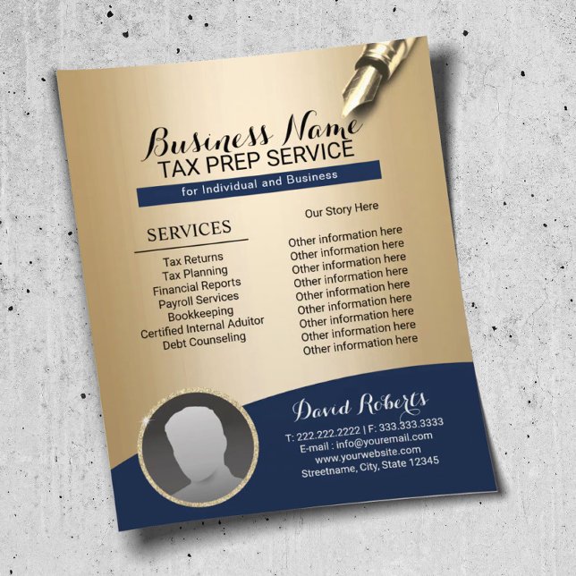 Prospectus 11,4 Cm X 14,2 Cm Service de conseils en préparation de déclarations (Créateur téléchargé)