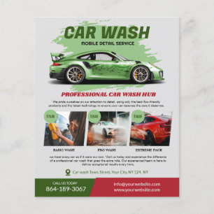 Prospectus 11,4 Cm X 14,2 Cm Service de lavage de voiture Flyer