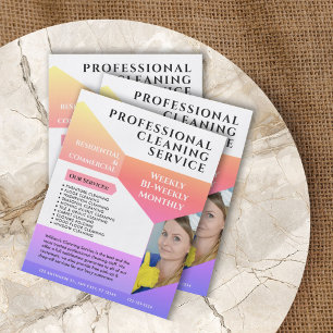 Prospectus 11,4 Cm X 14,2 Cm Service de nettoyage Affaires moderne Circulaire p