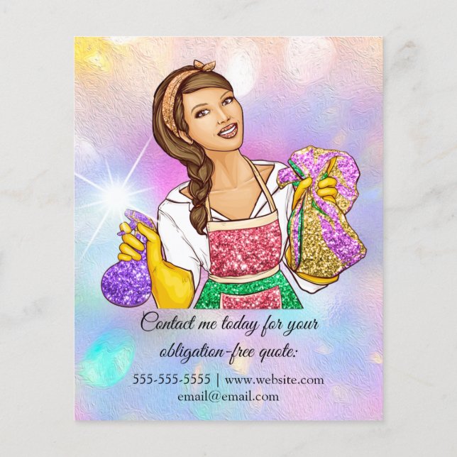 Prospectus 11,4 Cm X 14,2 Cm Service de nettoyage Maison de garde Holographe fi (Dos)