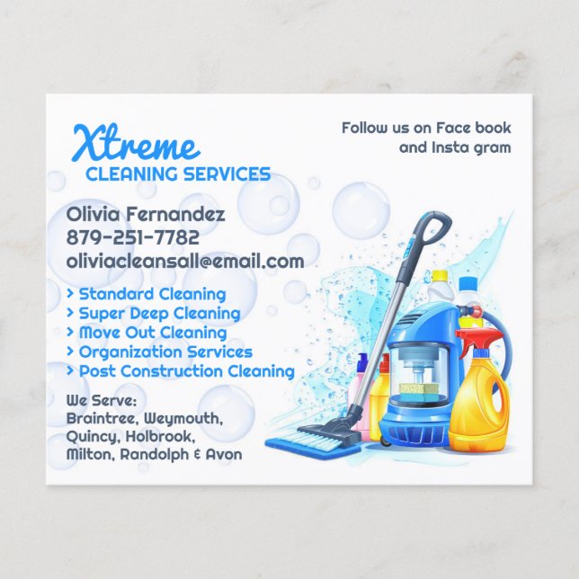 Prospectus 11,4 Cm X 14,2 Cm Services de nettoyage (Devant)