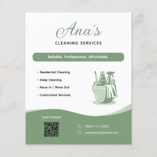 Prospectus 11,4 Cm X 14,2 Cm Services de nettoyage Entretien ménager Code QR ve