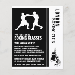 Prospectus 11,4 Cm X 14,2 Cm Silhouette Boxing Match, Boxing Class Advert Flyer