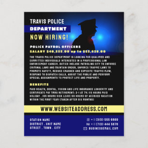 Prospectus 11,4 Cm X 14,2 Cm Silhouette de police, Recrutement d'agents de poli