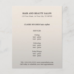 Prospectus 11,4 Cm X 14,2 Cm Simple Elegant Faux Silver Hairdresser 