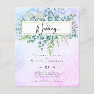 Prospectus 11,4 Cm X 14,2 Cm Simple Elegant PurpleBlue Eucalyptus Invitation BU