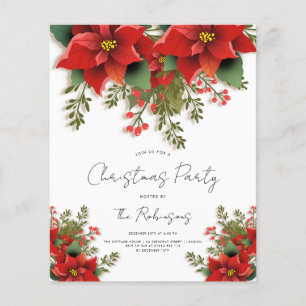 Prospectus 11,4 Cm X 14,2 Cm Simple Floral Christmas Holiday Party Menu Invitat