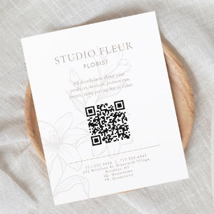 Prospectus 11,4 Cm X 14,2 Cm Simple Floral Petite Entreprise Code QR Marketing