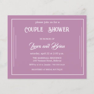 Prospectus 11,4 Cm X 14,2 Cm Simple Lavender Budget Couples Douche Invitation