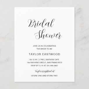 Prospectus 11,4 Cm X 14,2 Cm Simple Modern Budget Bridal Shower Invitation