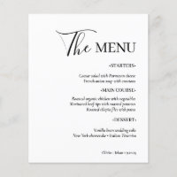 Simple, moderne et minimaliste | Menu Mariage blan