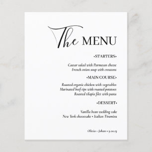 Prospectus 11,4 Cm X 14,2 Cm Simple, moderne et minimaliste   Menu Mariage blan