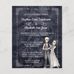 Prospectus 11,4 Cm X 14,2 Cm Skeletons Mariages d'Halloween en espagnol Jour de