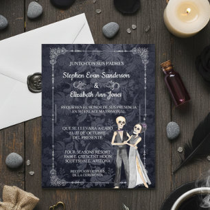 Prospectus 11,4 Cm X 14,2 Cm Skeletons Mariages d'Halloween en espagnol Jour de