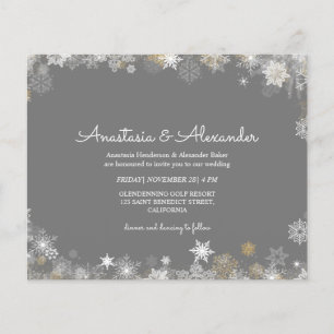 Prospectus 11,4 Cm X 14,2 Cm Snowflakes Budget Invitation à la cérémonie mariag