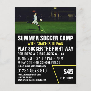 Prospectus 11,4 Cm X 14,2 Cm Soccer Pitch, Soccer Camp Publicité Circulaire