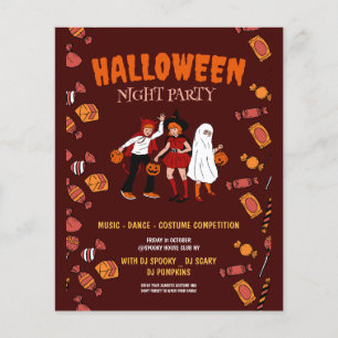 Prospectus 11,4 Cm X 14,2 Cm Soirée costumée d'Halloween, Nuit d'Halloween