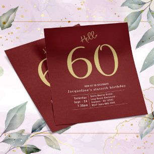 Prospectus 11,4 Cm X 14,2 Cm Soixante Red Gold Budget 60e Invitation anniversai