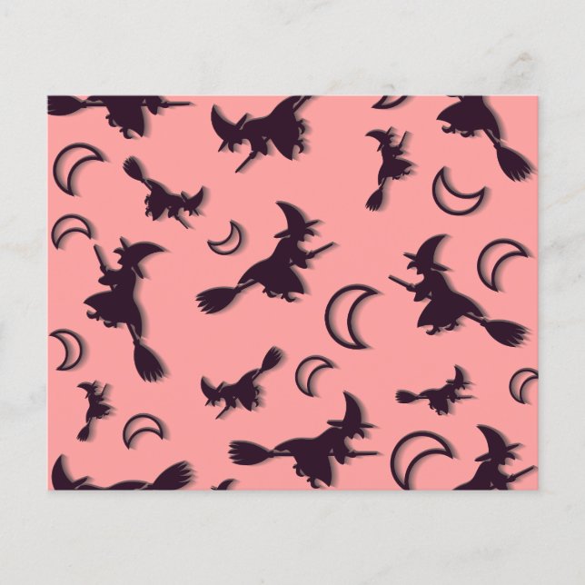 Prospectus 11,4 Cm X 14,2 Cm Sorcière volante entre la moitié de la lune à Hall (Devant)