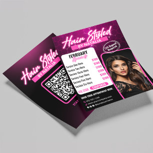 Prospectus 11,4 Cm X 14,2 Cm Spécial du Salon de coiffure moderne Black & Pink