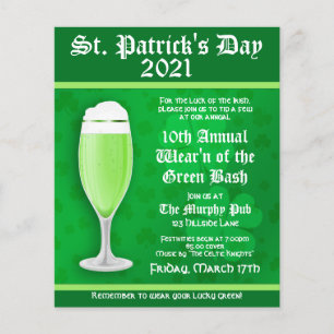 Prospectus 11,4 Cm X 14,2 Cm St. Patrick's Day Événement Invitation Circulaire