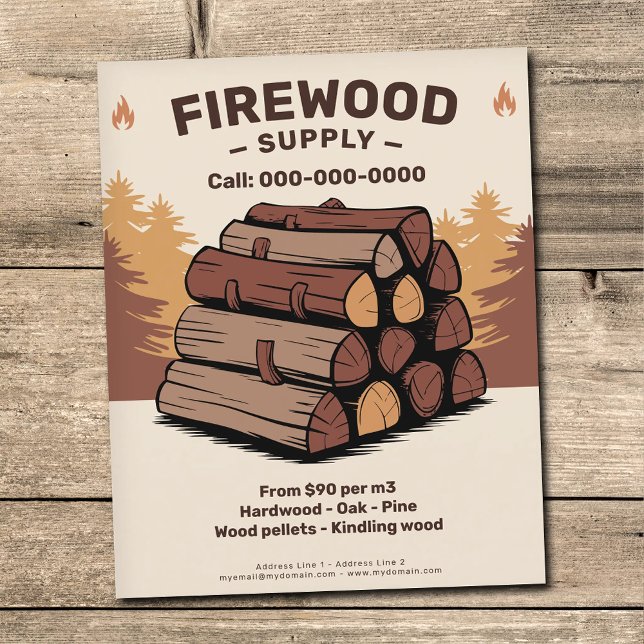 Prospectus 11,4 Cm X 14,2 Cm Stacks of Split Logs - Firewood Supply (Stacks of Split Logs - Firewood Supply Flyer)