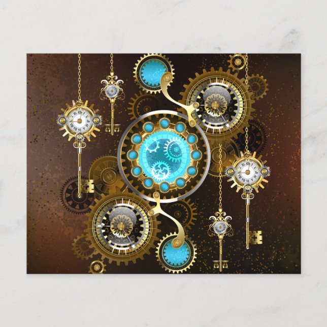 Prospectus 11,4 Cm X 14,2 Cm Steampunk Rusty Background (Devant)