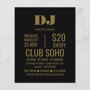 Prospectus 11,4 Cm X 14,2 Cm Stylish DJ, Club Event Publicité Circulaire