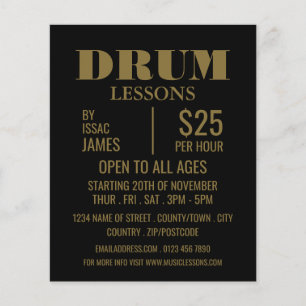 Prospectus 11,4 Cm X 14,2 Cm Stylish Drum Lessons Publicité Circulaire