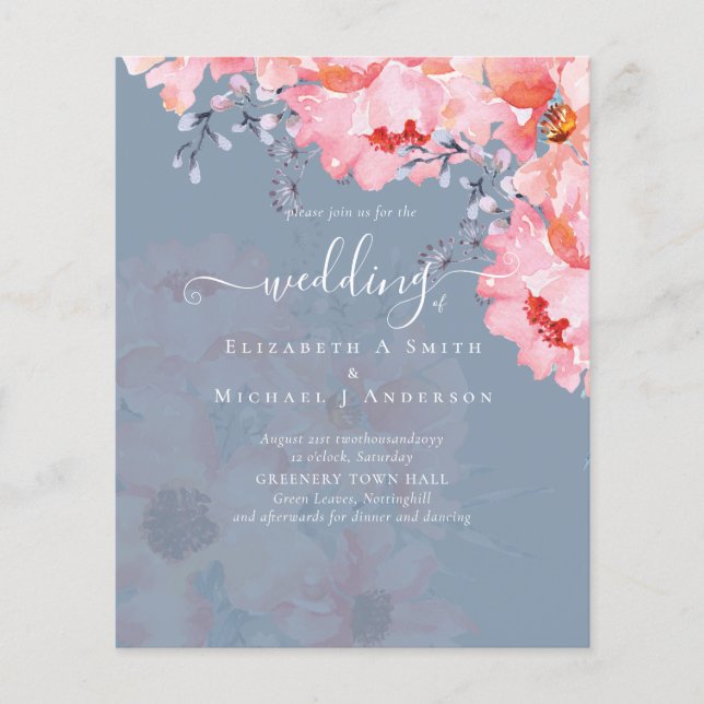 Prospectus 11,4 Cm X 14,2 Cm Sublime MARIAGE en fleurs roses - BUDGET (Devant)
