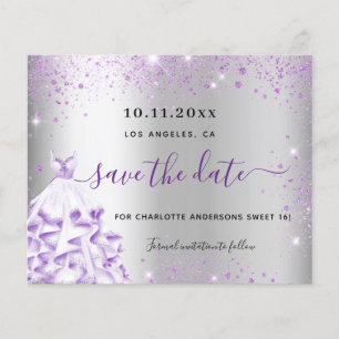 Prospectus 11,4 Cm X 14,2 Cm Sweet 16 robe violet argent budget enregistrer la 