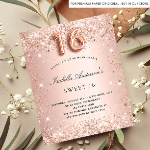 Prospectus 11,4 Cm X 14,2 Cm Sweet 16 rose or blush parties scintillant budget