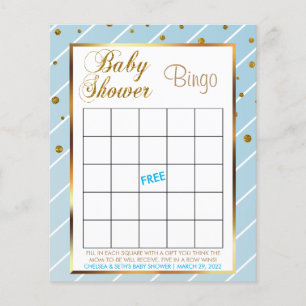 Prospectus 11,4 Cm X 14,2 Cm Sweet Baby Blue et Gold Confetti Baby Boy - Bingo