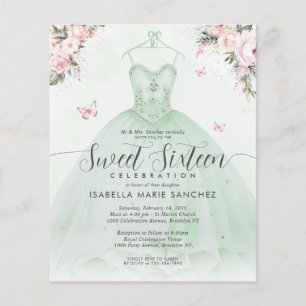 Prospectus 11,4 Cm X 14,2 Cm Sweet sixteen émeraude vert rose rose pâle moins c