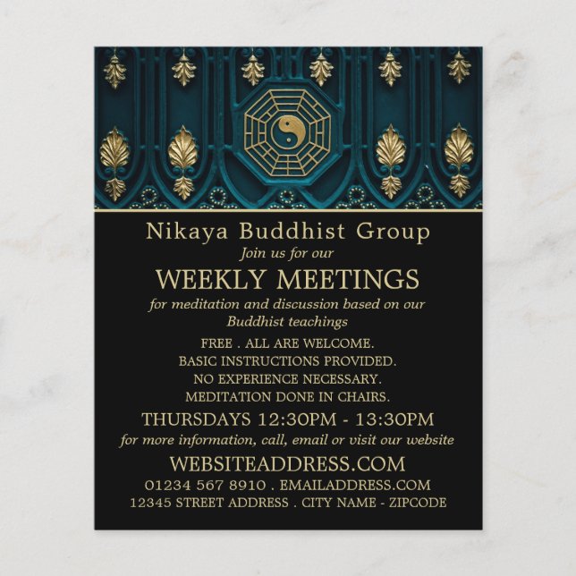 Prospectus 11,4 Cm X 14,2 Cm Symbole Yin & Yang, Groupe Bouddhiste Publicité (Devant)