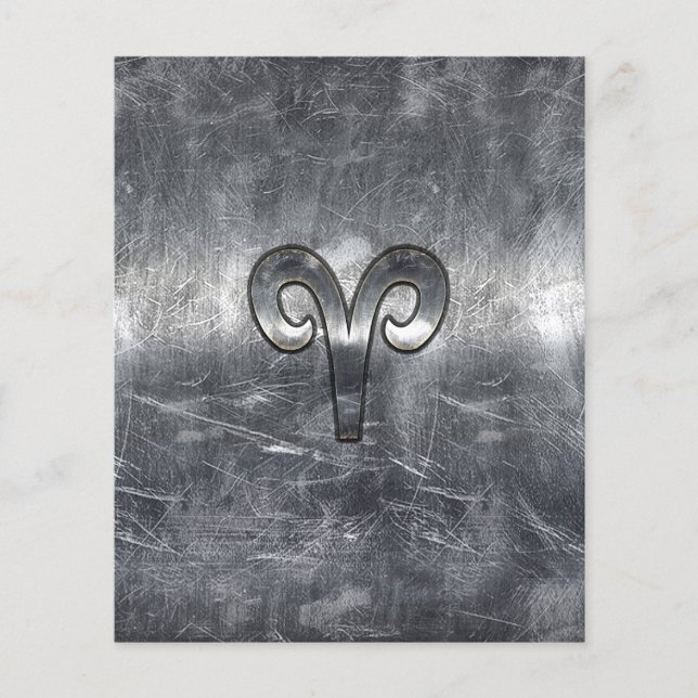 Prospectus 11,4 Cm X 14,2 Cm Symbole Zodiaque Aries en style Argent (Devant)