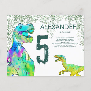 Prospectus 11,4 Cm X 14,2 Cm T Rex 5e Anniversaire Partie Invitation budgétaire