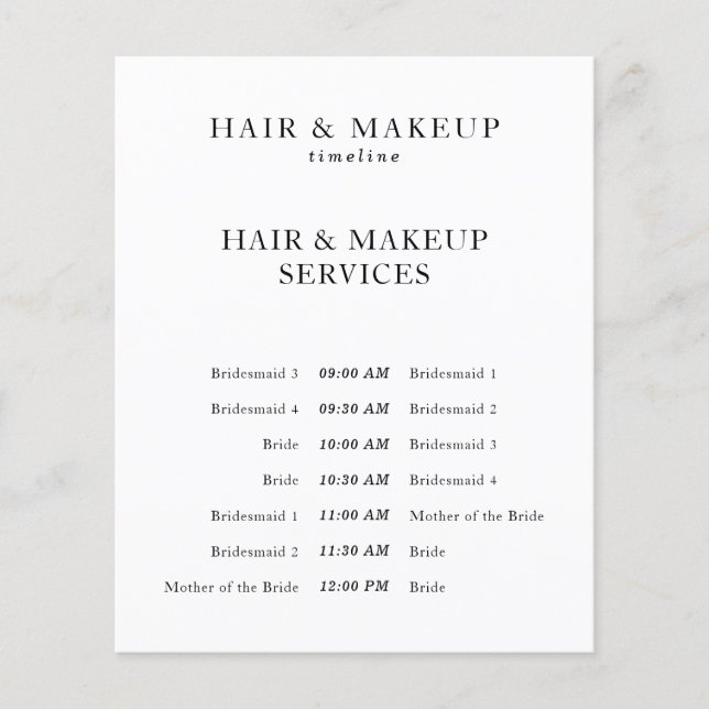 Prospectus 11,4 Cm X 14,2 Cm Tableau chronologique de maquillage de cheveux Mar (Devant)