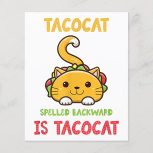 Prospectus 11,4 Cm X 14,2 Cm Tacocat Écrit À L'Arrière Est Tacocat Chat Drôle