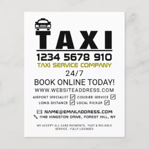 Prospectus 11,4 Cm X 14,2 Cm Taxi Firm Logo, Taxi Cab Firm with Price List