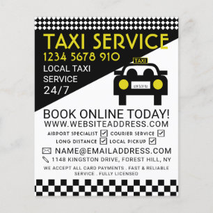 Prospectus 11,4 Cm X 14,2 Cm Taxi Station, Taxi Cab Firm with Price List