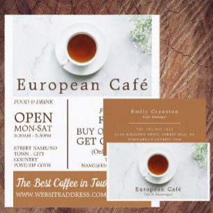Prospectus 11,4 Cm X 14,2 Cm Teacup & Saucer, Barista, Café, Coffeehouse Advert