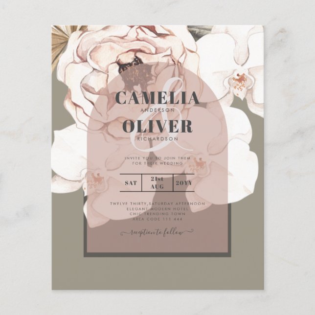 Prospectus 11,4 Cm X 14,2 Cm Tendance MOSS BLUSH MARIAGE Sage Dusty Rose (Devant)