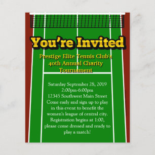 Prospectus 11,4 Cm X 14,2 Cm Tennis Court Vous êtes invité Custom Small Flyers