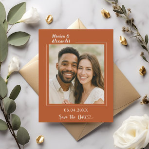 Prospectus 11,4 Cm X 14,2 Cm Terracotta ivoire photo mariage Save the Date
