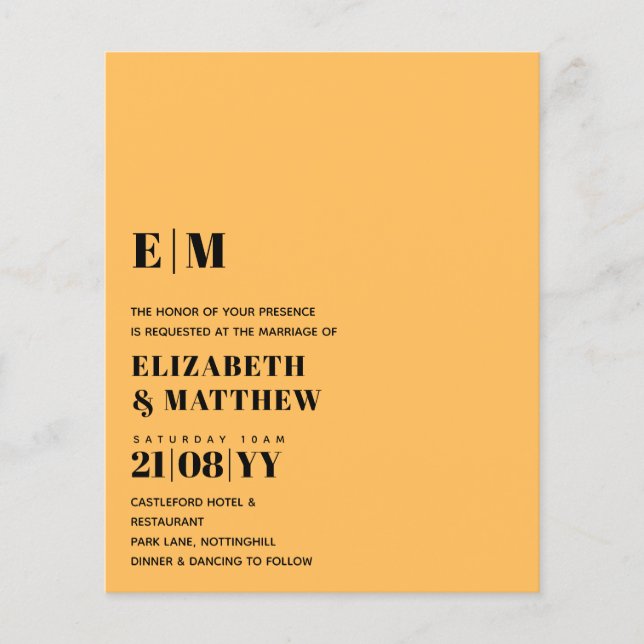 Prospectus 11,4 Cm X 14,2 Cm Texte BOLD classique uniquement Faire-part de mari (Devant)