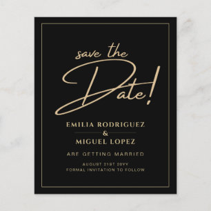 PROSPECTUS 11,4 CM X 14,2 CM TEXTES MODERNES DE SAVE THE DATES EN OR À PETIT BU