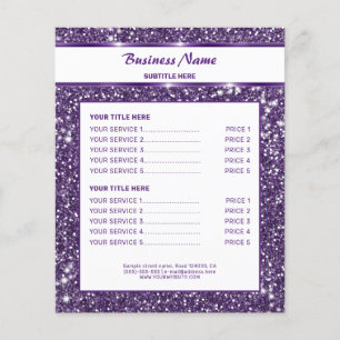 Prospectus 11,4 Cm X 14,2 Cm Texture de Faux Paillettes Violet avec Texte Perso